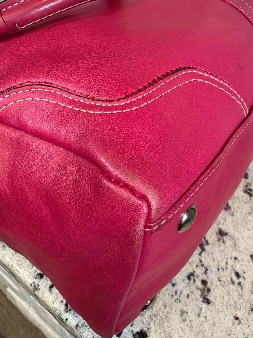 Coach F13811 Hamilton Legacy Leather Satchel Tote Raspberry